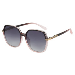 Techsuit Polarized Sunglasses (5223) for Women, UV Filter, Classic Retro, Oversized, PC Frame, Metal Accents Gray/Pink