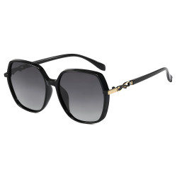 Techsuit Polarized Sunglasses (5223) for Women, UV Filter, Classic Retro, Oversized, PC Frame, Metal Accents Black