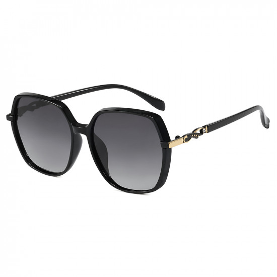 Techsuit Polarized Sunglasses (5223) for Women, UV Filter, Classic Retro, Oversized, PC Frame, Metal Accents Black Techsuit Polarized Sunglasses (5223) for Women, UV Filter, Classic Retro, Oversized, PC Frame, Metal Accents Black