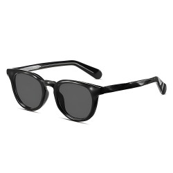 Techsuit Polarized Sunglasses (8663) for Men, UV Protection, Clear Vision, TR90, Round Style, for Traveling Black