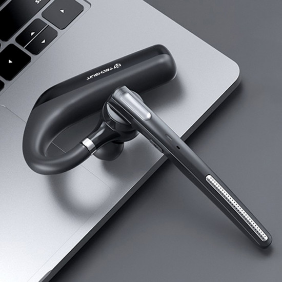 Techsuit Premium Bluetooth Headset PowerTalks (G6) Dual Mic Noise Cancelling, Bluetooth V5.1, 100H Talk Time Black