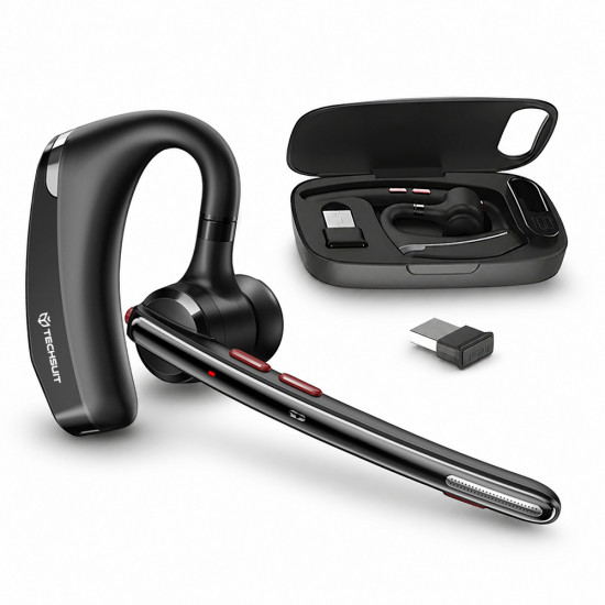 Techsuit Premium Bluetooth Headset SoundForce Pro (G10) BT5.1, Dual Mic ENC, 25H Talk Time Black