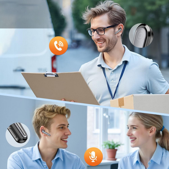 Techsuit Bluetooth Headset Voicera (CB3) Bluetooth 5.1, Hands Free, Noise Cancelling Microphone, 50h Talk Time Black