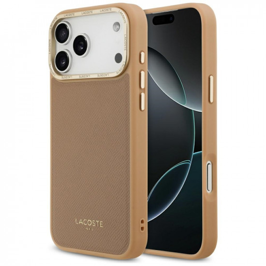 Lacoste Champs Elysees Gold Logo MagSafe Case for iPhone 17 Pro Max Pink Lacoste Champs Elysees Gold Logo MagSafe Case for iPhone 17 Pro Max Pink