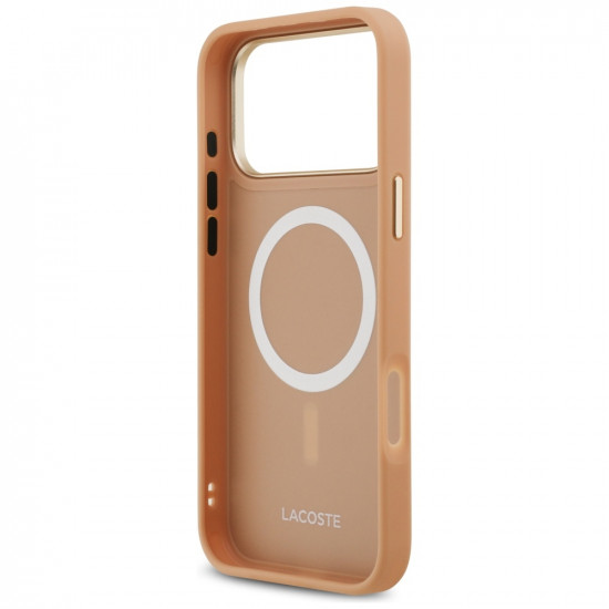 Lacoste Champs Elysees Gold Logo MagSafe Case for iPhone 17 Pro Max Pink Lacoste Champs Elysees Gold Logo MagSafe Case for iPhone 17 Pro Max Pink