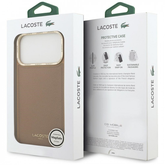 Lacoste Champs Elysees Gold Logo MagSafe Case for iPhone 17 Pro Max Pink Lacoste Champs Elysees Gold Logo MagSafe Case for iPhone 17 Pro Max Pink