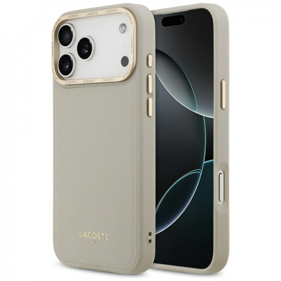 Lacoste Champs Elysees Gold Logo MagSafe case for iPhone 17 Pro Max taupe Lacoste Champs Elysees Gold Logo MagSafe case for iPhone 17 Pro Max taupe