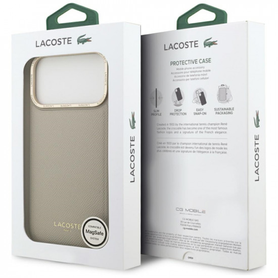 Lacoste Champs Elysees Gold Logo MagSafe case for iPhone 17 Pro Max taupe Lacoste Champs Elysees Gold Logo MagSafe case for iPhone 17 Pro Max taupe