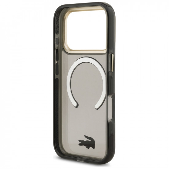 Lacoste Shockproof Transparent Frosted Gold Logo MagSafe Case for iPhone 17 Pro Black