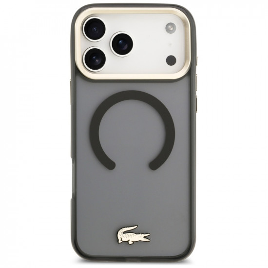 Lacoste Shockproof Transparent Frosted Gold Logo MagSafe Case for iPhone 17 Pro Max black