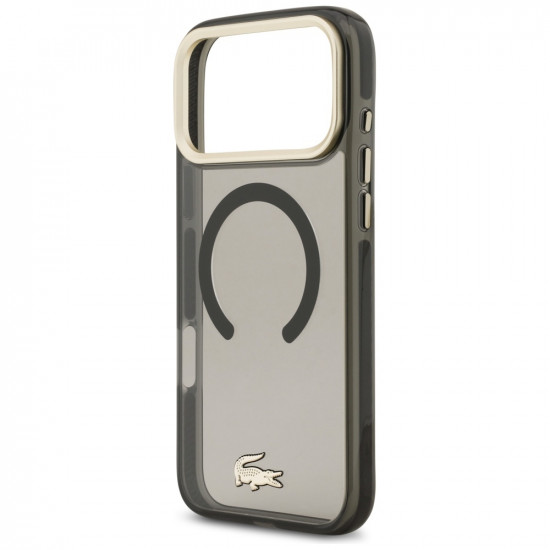 Lacoste Shockproof Transparent Frosted Gold Logo MagSafe Case for iPhone 17 Pro Max black