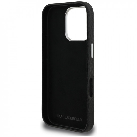 Case Karl Lagerfeld FW Grained Karl & Choupette Heads Pins for iPhone 16 Pro black Case Karl Lagerfeld FW Grained Karl & Choupette Heads Pins for iPhone 16 Pro black