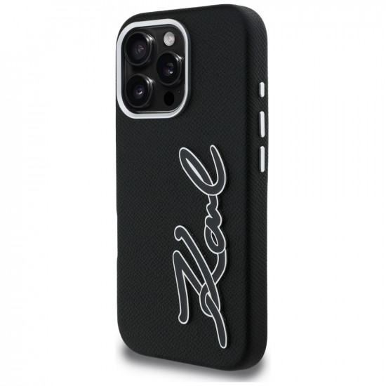 Case Karl Lagerfeld FW Grained Signature Logo for iPhone 16 Pro black Case Karl Lagerfeld FW Grained Signature Logo for iPhone 16 Pro black