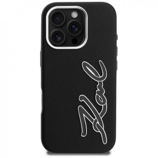 Case Karl Lagerfeld FW Grained Signature Logo for iPhone 16 Pro black Case Karl Lagerfeld FW Grained Signature Logo for iPhone 16 Pro black