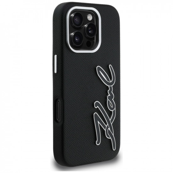 Case Karl Lagerfeld FW Grained Signature Logo for iPhone 16 Pro black Case Karl Lagerfeld FW Grained Signature Logo for iPhone 16 Pro black