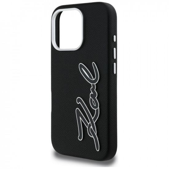 Case Karl Lagerfeld FW Grained Signature Logo for iPhone 16 Pro Max black