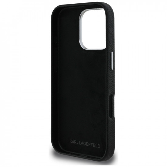 Case Karl Lagerfeld FW Grained Signature Logo for iPhone 16 Pro Max black