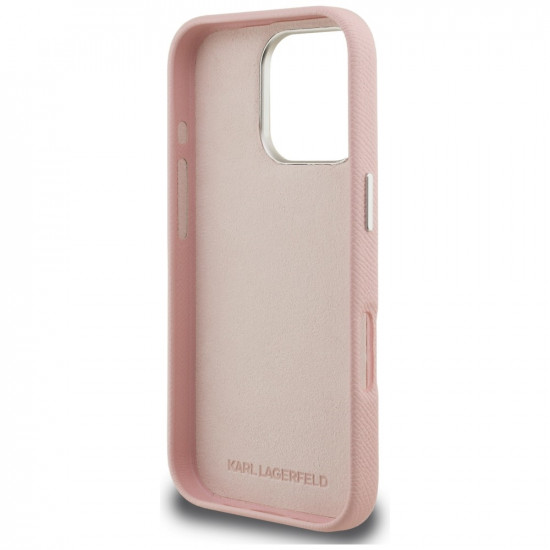 Case Karl Lagerfeld FW Grained Signature Logo for iPhone 16 Pro pink