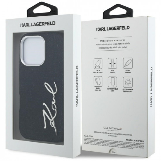Case Karl Lagerfeld FW Jeans Signature Logo for iPhone 16 Pro black