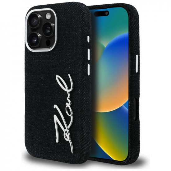 Case Karl Lagerfeld FW Jeans Signature Logo for iPhone 16 Pro Max black