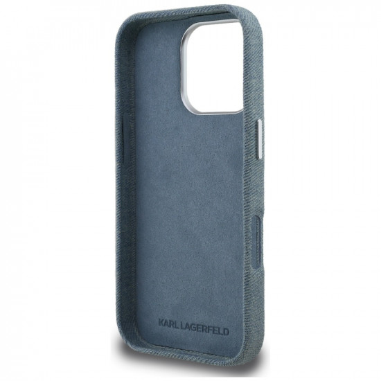 Case Karl Lagerfeld FW Jeans Signature Logo for iPhone 16 Pro Max blue