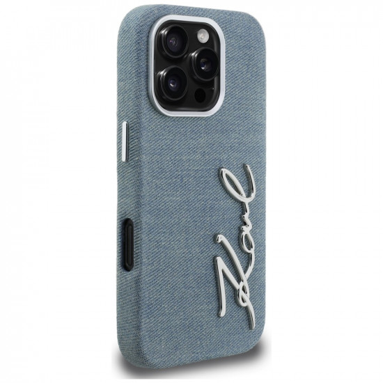 Case Karl Lagerfeld FW Jeans Signature Logo for iPhone 16 Pro blue