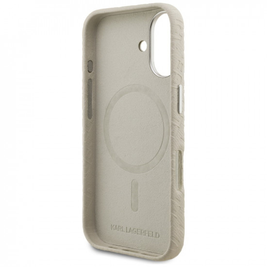 Karl Lagerfeld FW Stamped Karl MagSafe Case for iPhone 16 beige
