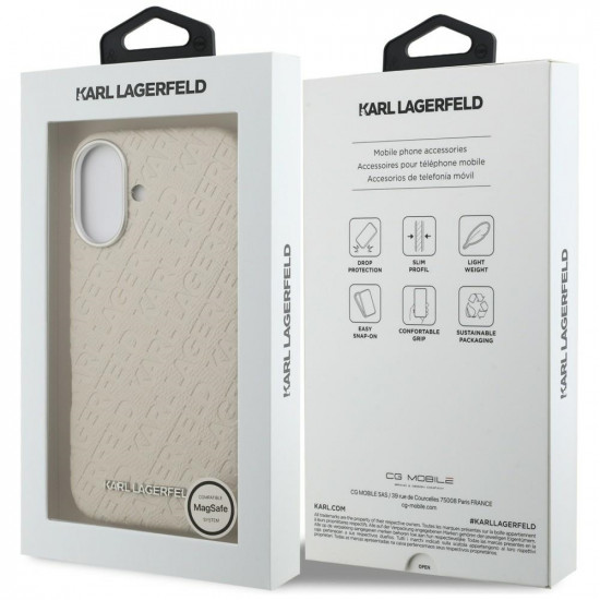 Karl Lagerfeld FW Stamped Karl MagSafe Case for iPhone 16 beige