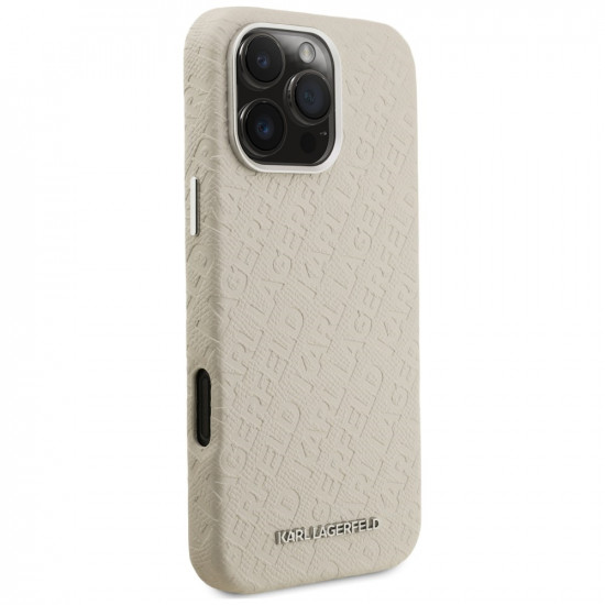 Karl Lagerfeld FW Stamped Karl MagSafe Case for iPhone 16 Pro Beige