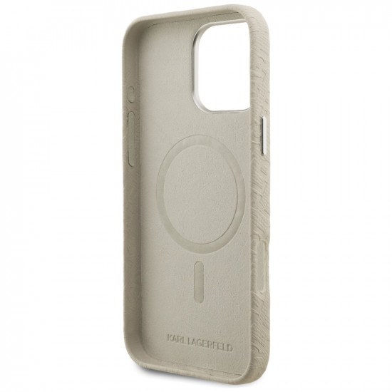 Karl Lagerfeld FW Stamped Karl MagSafe Case for iPhone 16 Pro Beige