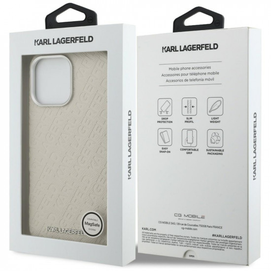 Karl Lagerfeld FW Stamped Karl MagSafe Case for iPhone 16 Pro Max Beige