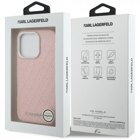 Karl Lagerfeld FW Stamped Karl MagSafe Case for iPhone 16 Pro pink