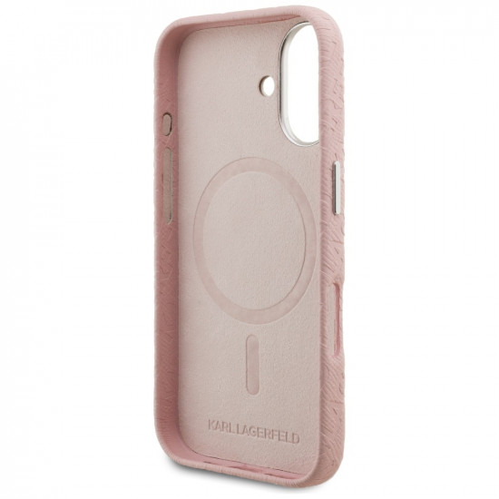 Karl Lagerfeld FW Stamped Karl MagSafe Case for iPhone 16 pink