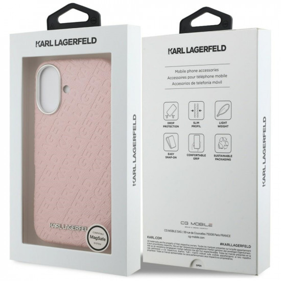 Karl Lagerfeld FW Stamped Karl MagSafe Case for iPhone 16 pink