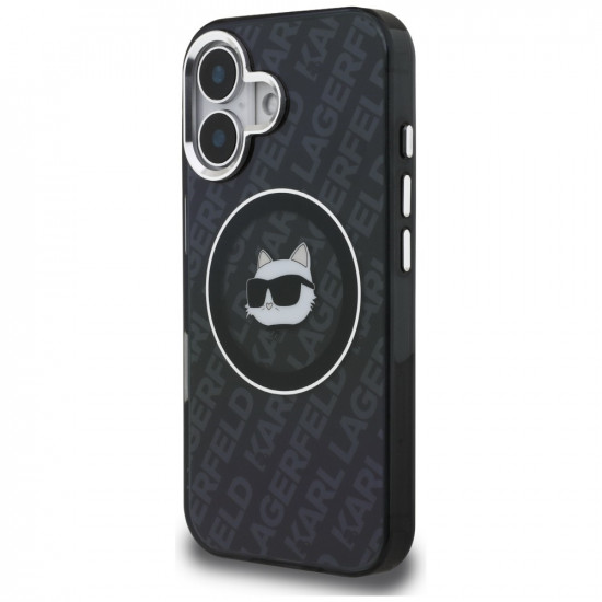 Case Karl Lagerfeld IML Choupette Head Logo MagSafe for iPhone 16 black