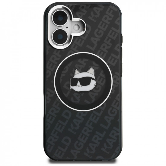 Case Karl Lagerfeld IML Choupette Head Logo MagSafe for iPhone 16 black