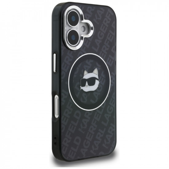 Case Karl Lagerfeld IML Choupette Head Logo MagSafe for iPhone 16 black
