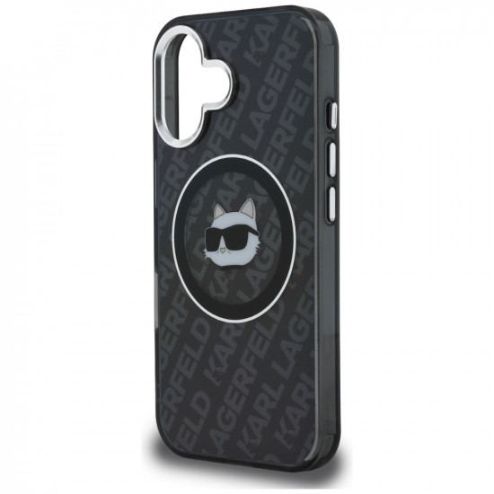 Case Karl Lagerfeld IML Choupette Head Logo MagSafe for iPhone 16 black