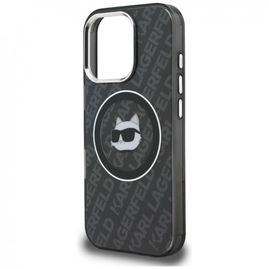 Case Karl Lagerfeld IML Choupette Head Logo MagSafe for iPhone 16 Pro black