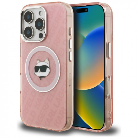 Case Karl Lagerfeld IML Choupette Head Logo MagSafe for iPhone 16 Pro Max pink