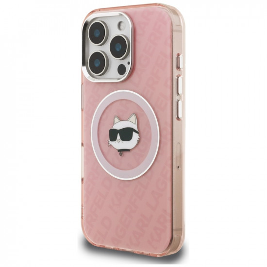 Case Karl Lagerfeld IML Choupette Head Logo MagSafe for iPhone 16 Pro pink