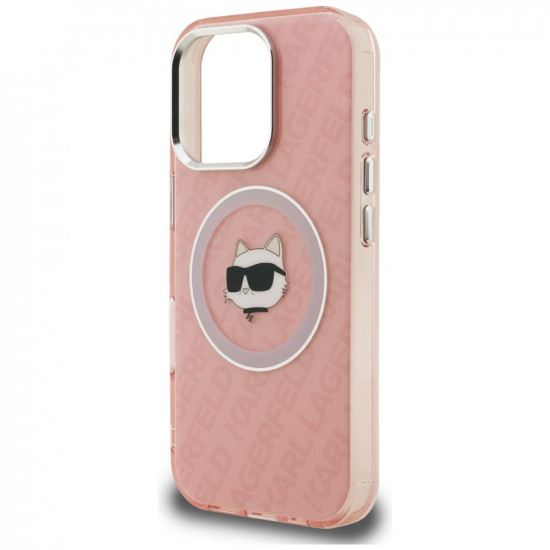 Case Karl Lagerfeld IML Choupette Head Logo MagSafe for iPhone 16 Pro pink