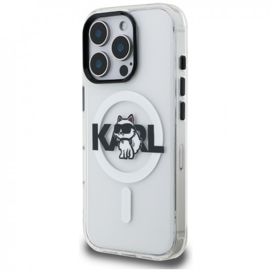 Case Karl Lagerfeld IML Choupette Sketch Logo MagSafe for iPhone 16 Pro Max transparent
