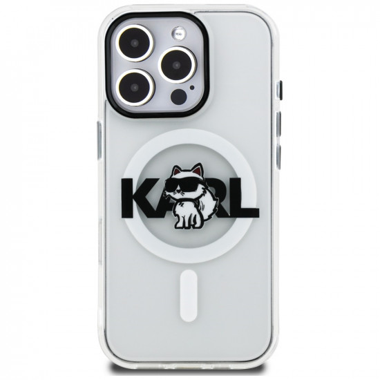 Case Karl Lagerfeld IML Choupette Sketch Logo MagSafe for iPhone 16 Pro Max transparent