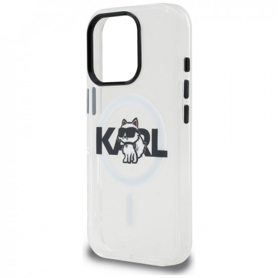 Case Karl Lagerfeld IML Choupette Sketch Logo MagSafe for iPhone 16 Pro Max transparent