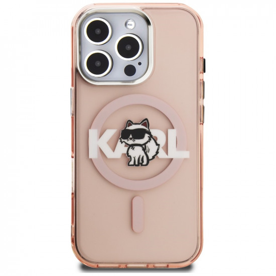 Case Karl Lagerfeld IML Choupette Sketch Logo MagSafe for iPhone 16 Pro Max pink