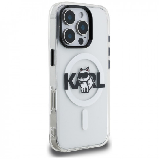 Case Karl Lagerfeld IML Choupette Sketch Logo MagSafe for iPhone 16 Pro transparent