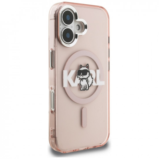 Case Karl Lagerfeld IML Choupette Sketch Logo MagSafe for iPhone 16 pink