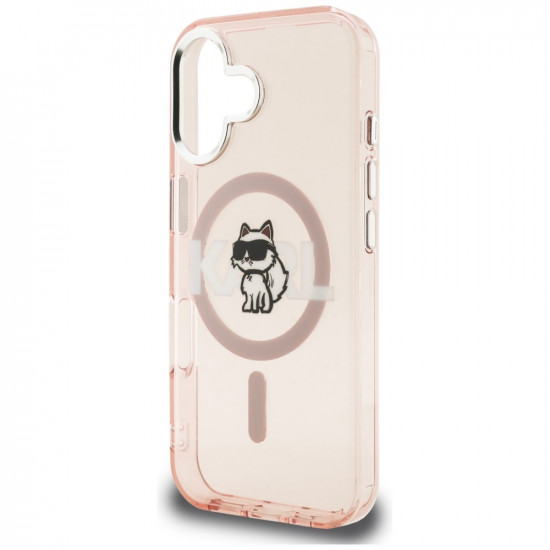 Case Karl Lagerfeld IML Choupette Sketch Logo MagSafe for iPhone 16 pink