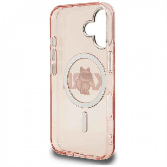 Case Karl Lagerfeld IML Choupette Sketch Logo MagSafe for iPhone 16 pink